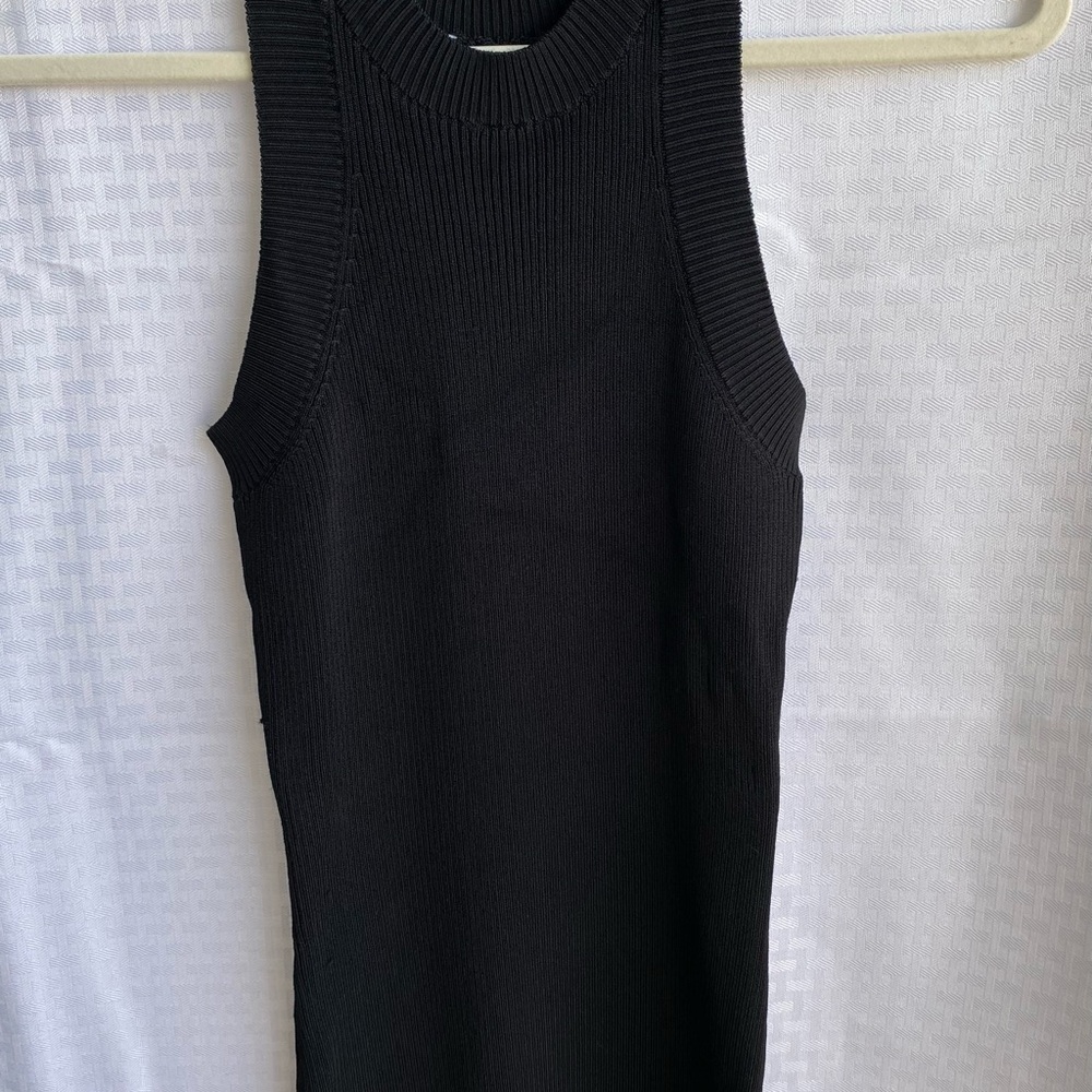 bebe Black Sheath Midi Dress Mock Neck Sleeveless
